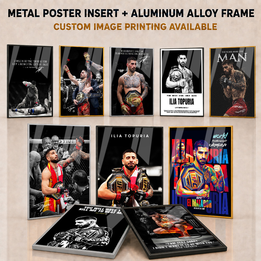 Home Gym Mma - Ilia Topuria Framed Metal Poster Personalized