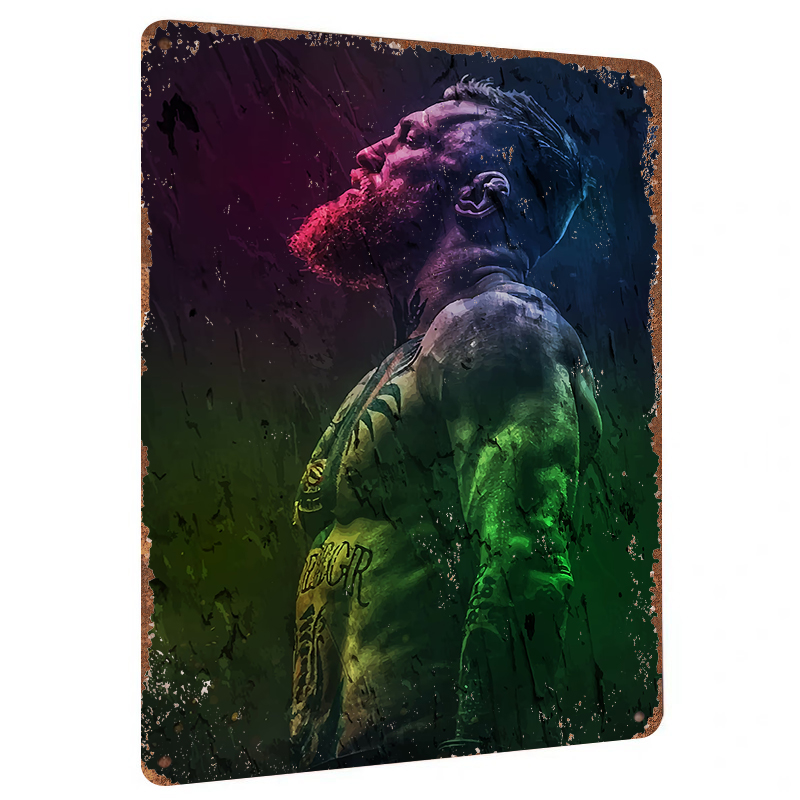 Home Gym Mma - MMA Fighter Portrait Metal Wall Art