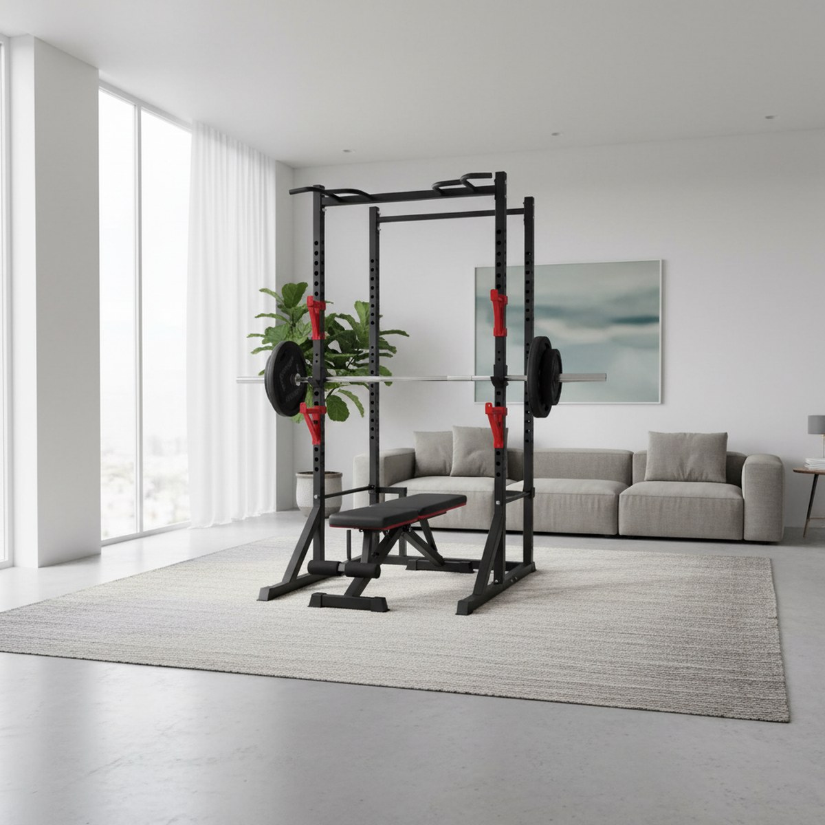 Adjustable Power Rack with Pul - đánh giá và giá Home Gym Pull Up Bar