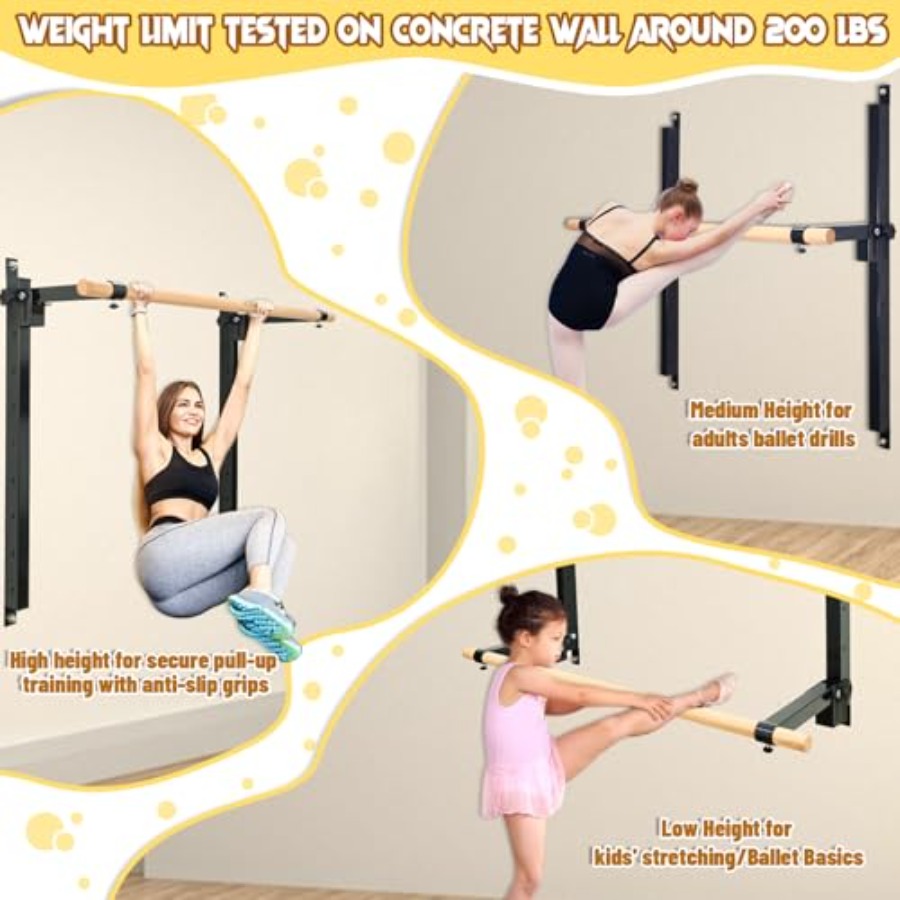 Wall Mounted Ballet Barre 4ft  - đánh giá và giá Home Gym Wall